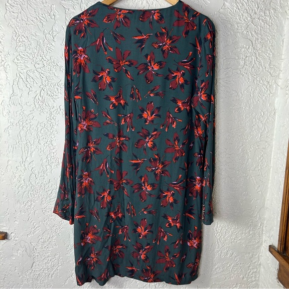 Madewell | Floral Print Easy Dress Long Sleeve Button Front Size L - Picture 3 of 15